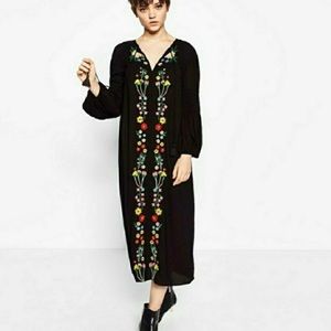Zara embroidered midi dress